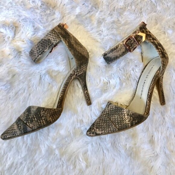 Chinese Laundry Heels 6.5 D’Orsay 4” Solitaire Snake Cocktail Party Dancing NWOT - Picture 6 of 12